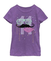 MSRP $17 L.A.T Apparel Purple Berry &#39;11&#39; Mustache Tee Girls Size Medium NWOT - £4.31 GBP