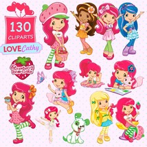 Strawberry Shortcake, Clipart Digital, PNG, Printable, Party, Decoration - £2.27 GBP