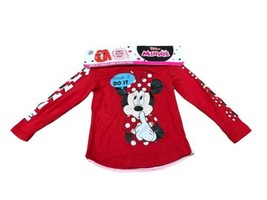 Disney Girls Long Sleeves Minnie Mouse Printed Tee, 3T, Red/Pink - £27.76 GBP