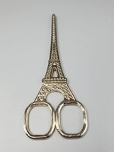 Vintage Collectible Eiffel Tower / Paris Gold tone Sewing Craft Scissors 7&quot; - £7.83 GBP