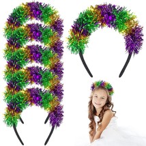 6 Pcs Independence Day Mardi Gras Headband Pom Pom Headband Glitter Carnival Cos - £23.59 GBP