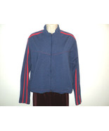 Boston Proper Track Jacket Size M Top Front Zip Blue Red Trim Cotton - £13.24 GBP