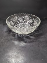 ANTIQUE LARGE ANCHOR HOCKING CLEAR PRESCUT GLASS SALAD/FRUIT BOWL STAR 1... - $19.80