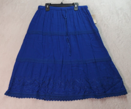 Studio West Apparel A Line Skirts Womens Medium Blue Elastic Waist Drawstring - £15.09 GBP