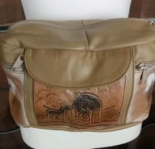 Genuine Leather Fanny Pack Animal Designs Zippers Pockets 10X6 Adjustabl... - $19.80