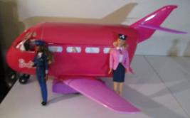 Barbie Pink Jumbo Jet With Accessories Plus Pilot &amp; Stewardess Barbie  Dolls - £197.92 GBP