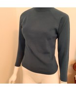 Women&#39;s Medium Pullover Sweater Blue Mock Neck Rear 1/4 Zipper Close Lon... - £16.95 GBP