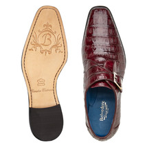 Belvedere Shoes Genuine Caiman Crocodile Single Monk Strap R99 Angelo Burgundy image 2