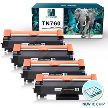 4 Pk TN760 Compatible for Brother TN-760 Toner Cartridge MFC-L2710DW HL-L2390DW - £38.55 GBP