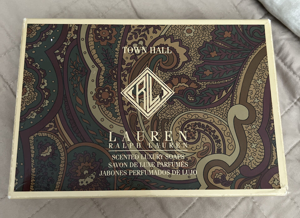 Ralph Lauren Town Hall Scented Luxury Soap 6 Guest Soaps vintage gift box set - $39.59