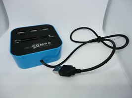 USED All In One 3 Ports USB Hub Card Reader Writer Square Cube Box SD Micro + - £9.84 GBP