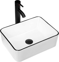 Kswin Ceramic Rectangular Bathroom Vessel Sink, 16&#39;&#39; X 12&#39;&#39; Above Counter - £93.74 GBP