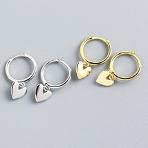 Dainty Gold Heart Charm Huggie Hoop Earrings - £7.52 GBP