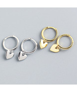 Dainty Gold Heart Charm Huggie Hoop Earrings - £7.47 GBP