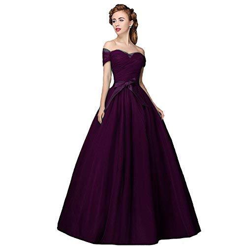 Off The Shoulder A Line Long Formal Prom Quinceanera Dress Dark Plum US 4