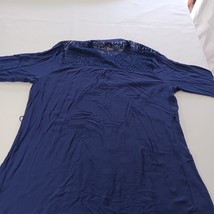 Dolled Up By Fang Women's Blue 3/4 Sleeve Button Shirt Size 1XL Chest 40" image 11