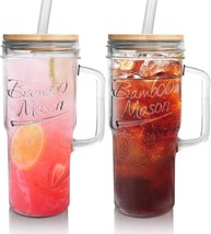 Anotion Glass Cups With Lids And Straws - 24Oz Tumbler With Handle Coffe... - $38.99
