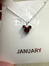 Disney Parks Mickey Mouse Faux Garnet January Birthstone Necklace SIlver Color  image 4
