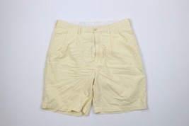 Vintage Polo Golf Ralph Lauren Mens 34 Pleated Striped Seer Sucker Shorts Yellow - £39.40 GBP