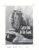 Coca Cola Photo Sheet Print Ads Can't Beat the Real Thing  Baseball Catch One - £0.79 GBP
