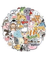 Set 50 Anime Cartoon Style Kawaii Animals Small Waterproof Vinyl Decal S... - $279.36 MXN