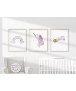 Watercolor Whimsical Unicorn Wall Art Prints, Unicorn Nursery Decor | Di... - £7.07 GBP