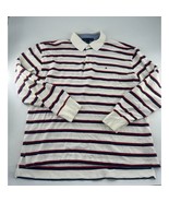 Vintage Tommy Hilfiger Shirt Mens Large White Blue Red Striped Polo Long... - €20,83 EUR
