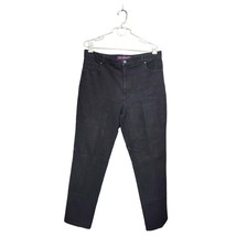 Gloria Vanderbilt Amanda Jeans Women&#39;s Size 16 Black Denim 5-Pocket Stra... - $16.83