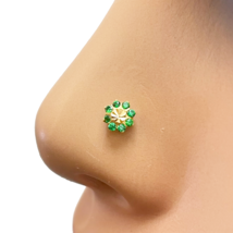22ct Yellow Gold Green Cubic Zirconia Nose Stud - $75.44
