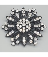 Starburst Brooch Pendant Convertible Black Metal Crystal Snowflake 2&quot; Wide - $372.82 MXN