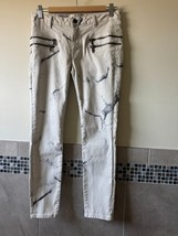 Zara Woman Slim Fit Off White Black Paint Strokes Skinny Jeans SZ 8 EUC - $645.87 MXN