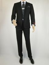 Men RENOIR Suit Solid Two Button Business Formal Classic Regular Fit 201-1 Black image 7