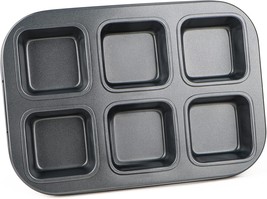 Beasea Square Brownie Pan, Nonstick 6 Cavity Muffin Pan Brownie Cake Pan Mini - £23.66 GBP