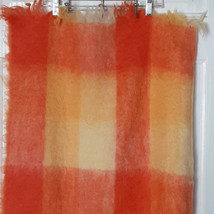 Glen Cree 100% Mohair Made In Scotland Orange Yellow Plaid Lap Blanket  72 x 44 - £58.25 GBP