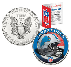 Detroit Lions 1 Oz American Silver Eagle $1 Us Coin Colorized Nfl Licensed - £67.64 GBP
