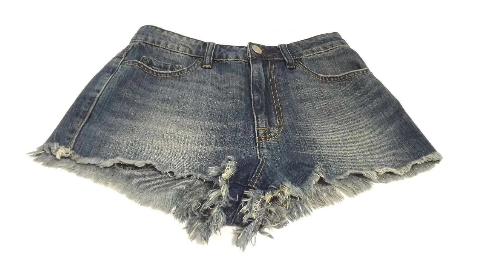 BDG Distressed Denim Jean Shorts Super High Rise Cheeky Cut Off Womens S... - $14.63