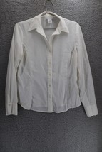 East 5th Pleated Shirt Womens Button Up Long Sleeve Off White Sz M - £11.73 GBP