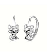 Charming 925 Sterling Silver Fox Hoop Earrings for Women - $56.11