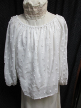 &quot;&quot;WHITE, SEMI-SHEER, FLOCKED -BOHO- PEASANT TYPE TOP&quot;&quot; -NWT - S - MISS S... - $8.89