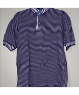Classic Purple and White Striped Polo Shirt - $220.46 MXN