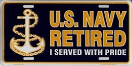 U.S. Navy Retired Metal License Plate - $4.88