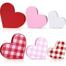 3 Pieces Valentine&#39;S Day Heart Wood Sign Reversible Heart Tray Decor Love Heart  - £20.77 GBP