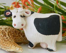 Vintage Cow Figurine Artesania Rinconada Holstein Uruguay Signed AR - $19.95