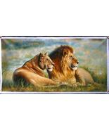 The Lion Couple on the Grassland Handmade Oil Painting  - £553.11 GBP+