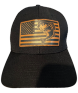 DOEO JNSPO Unique USA Flag w/Fish Trucker Hat Black w/ Tan Patch Mesh Sn... - $148.31 MXN