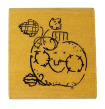 DOTS Rubber Stamp Little Smiling Patchwork Pumpkin 1.5&quot; Fall Autumn Thanksgiving - £1.99 GBP