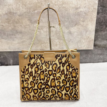 Large Capacity Handbag For Women Genuine Leather Leopard Horse Cowhide Shoulder  - £66.45 GBP
