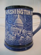 Vtg Coffee Mug Washington D.C. Tea Cup Dc Blue 3D Embossed Souvenir Pottery--EUC - £11.39 GBP