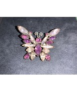 Vintage Juliana Prong Set Purple Lavender Rhinestones Butterfly Brooch Pin - £47.95 GBP