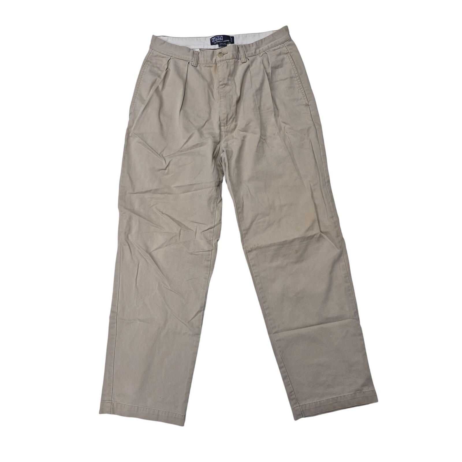 Vtg 90s Polo Trousers Ralph Lauren Andrew Pant Pleated Chino  Khaki Sz 3... - $88.11